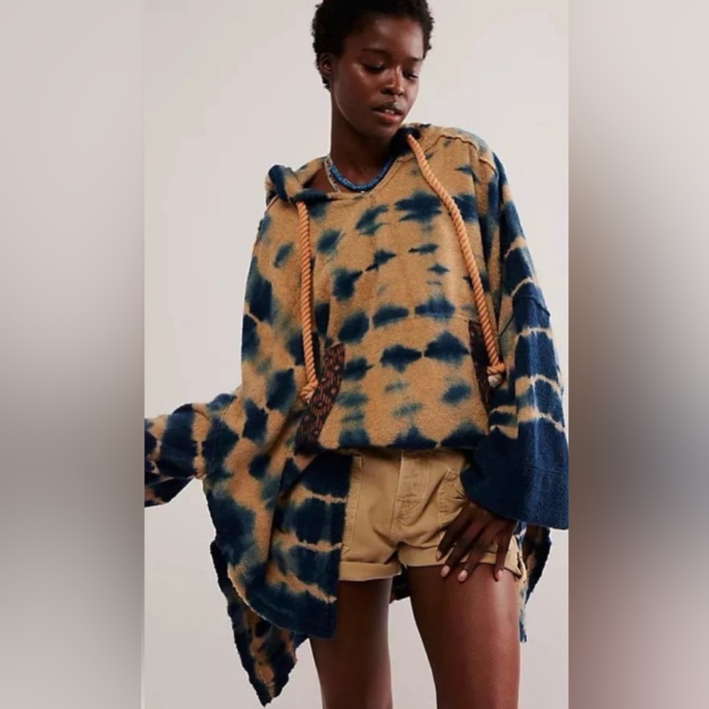 Free People High Tide Tie Dye Terry Cloth Oversized Sweatshirt